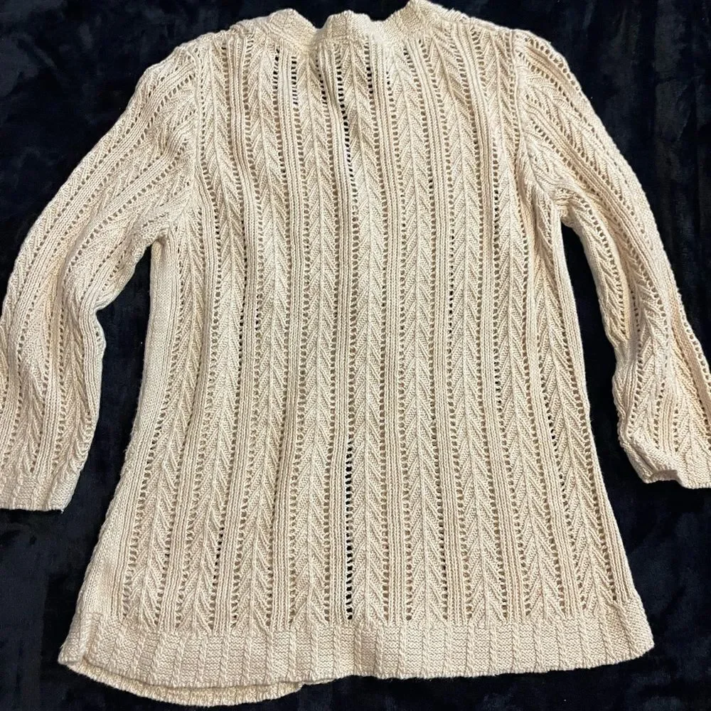 Eddie Bauer beige‎ cardigan sweater 55% linen, size small - Picture 13 of 15